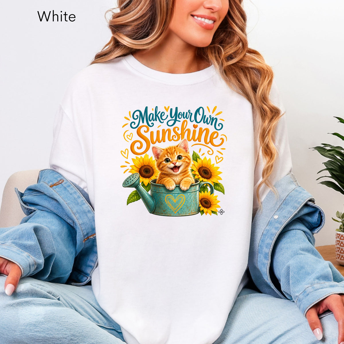 Make Your Own Sunshine - Women's Comfort Colors Motivational Cat / Pet T-Shirt for Women - Inspirational Tee - Comfort Colors Shirt