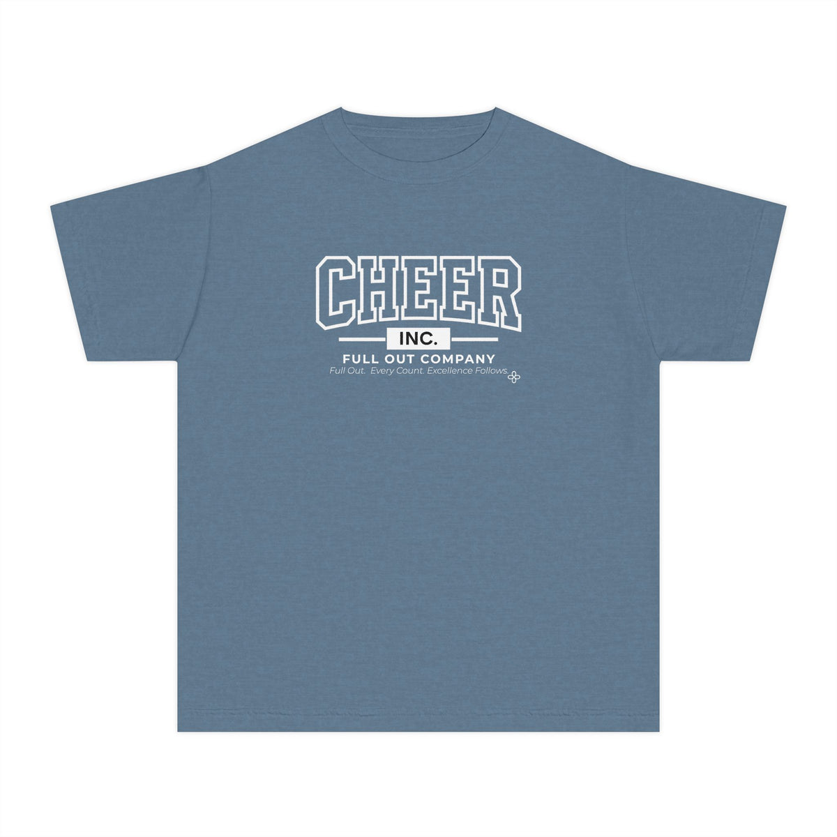 Cheer Inc. Full Out Company Youth T-Shirt | Full Out, Every Count | Girls Cheer Comfort Colors Youth Tee