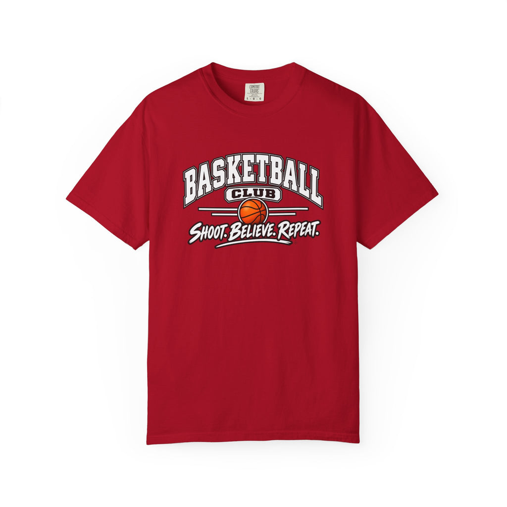 Basketball Club T-Shirt | Shoot, Believe, Repeat | Basketball Comfort Colors Tee