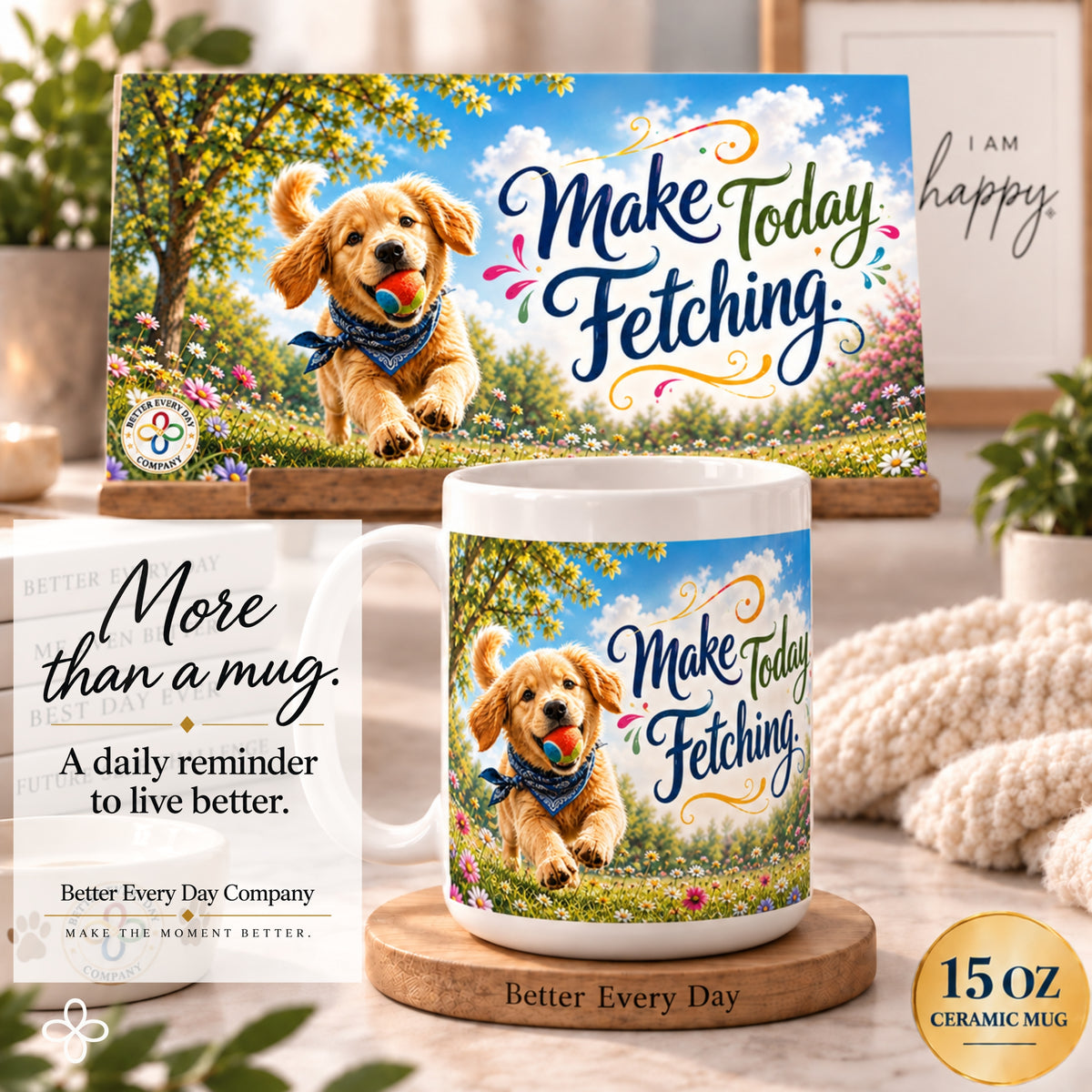 Make Today Fetching - 15 oz Funny Dog Mug, Coffee Cup