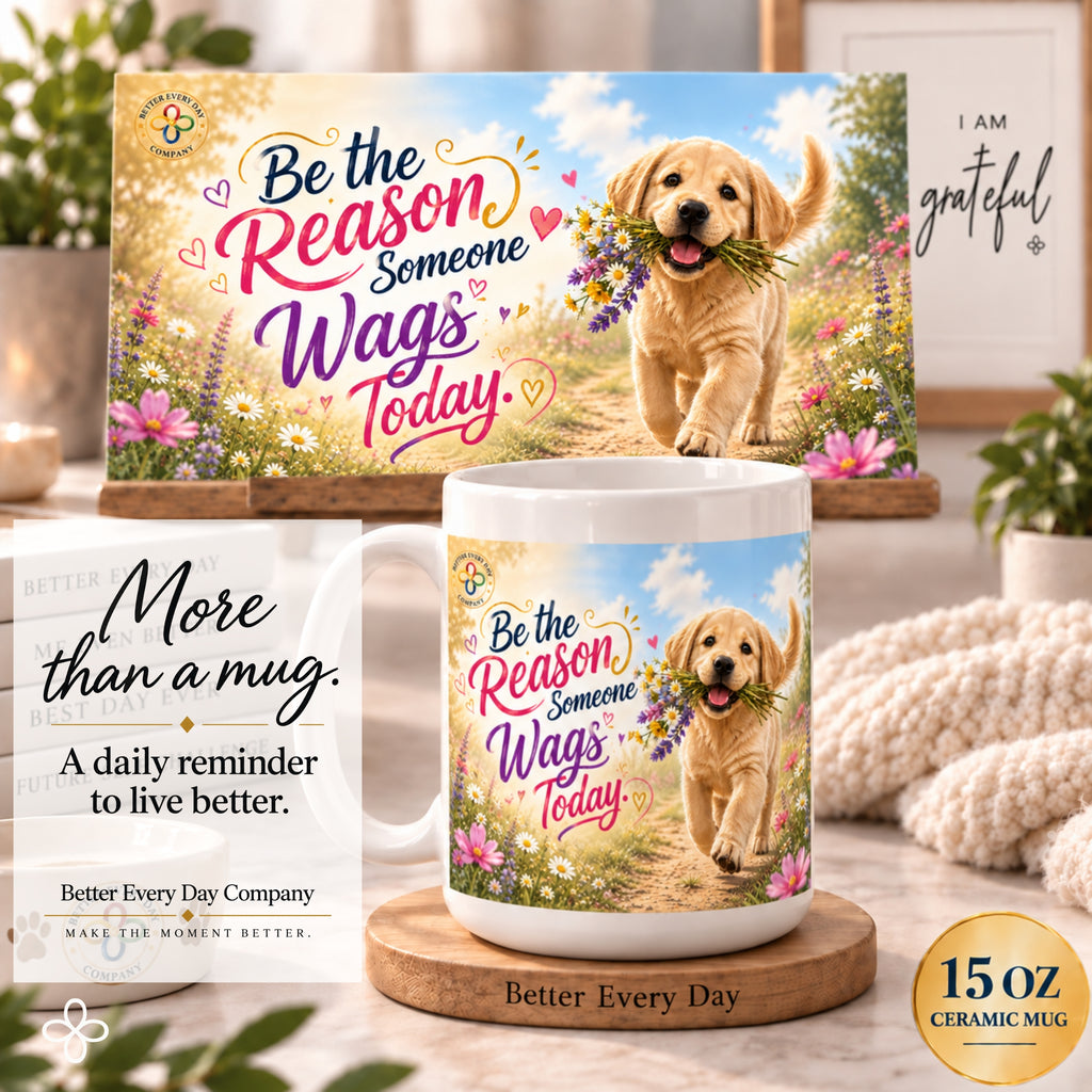 Be the Reason Someone Wags Today - 15 oz Funny Dog Mug, Coffee Cup, Golden Retriever Mug, Labrador Mug