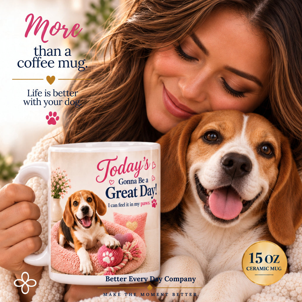 Today's Gonna Be a Great Day - 15 oz Funny Dog Mug, Coffee Cup, Beagle Mug