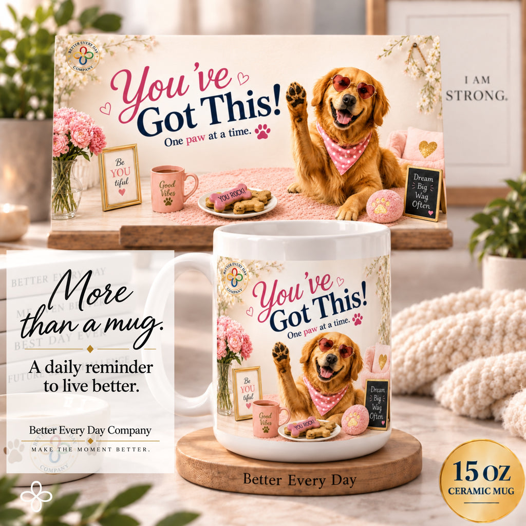 You've Got This, One Paw at a Time - 15 oz Funny Dog Mug, Coffee Cup, Golden Retriever Mug