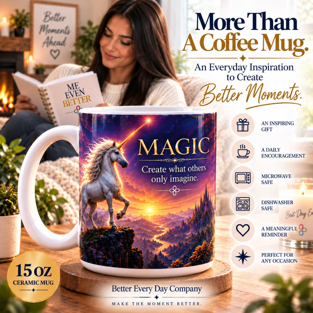 MAGIC - Unicorn - Create What Others Only Imagine - 15 oz Inspirational Mug, Coffee Cup, Intentionalities