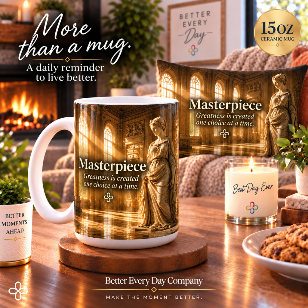 Masterpiece - Greatness Is Created One Choice at a Time - Greek Sculpture - 15 oz Inspirational Marble Statue Mug, Coffee Cup
