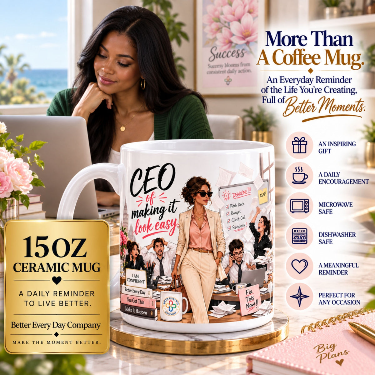 CEO of Making It Look Easy - 15 oz Women in Business Mug, Coffee Cup, CEO Mug