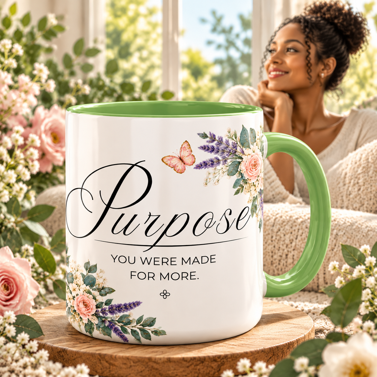Purpose Coffee Mug 15oz | You Were Made For More | Floral Christian Mug