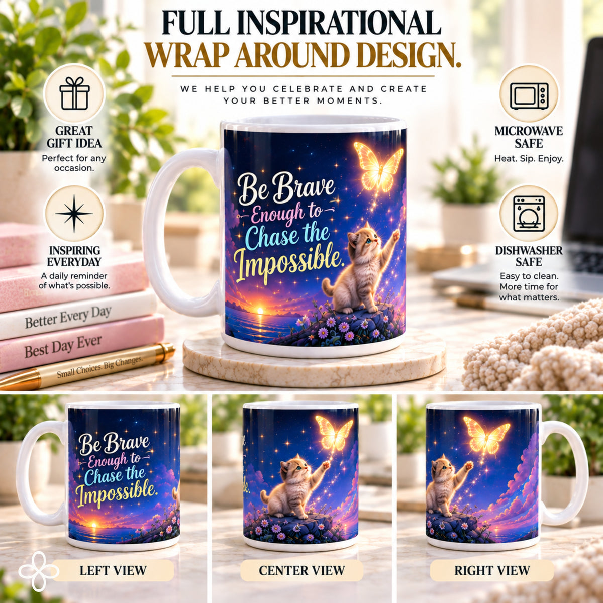 Believe Coffee Mug 15oz | Even When You Can't See The Way | Floral Christian Mug