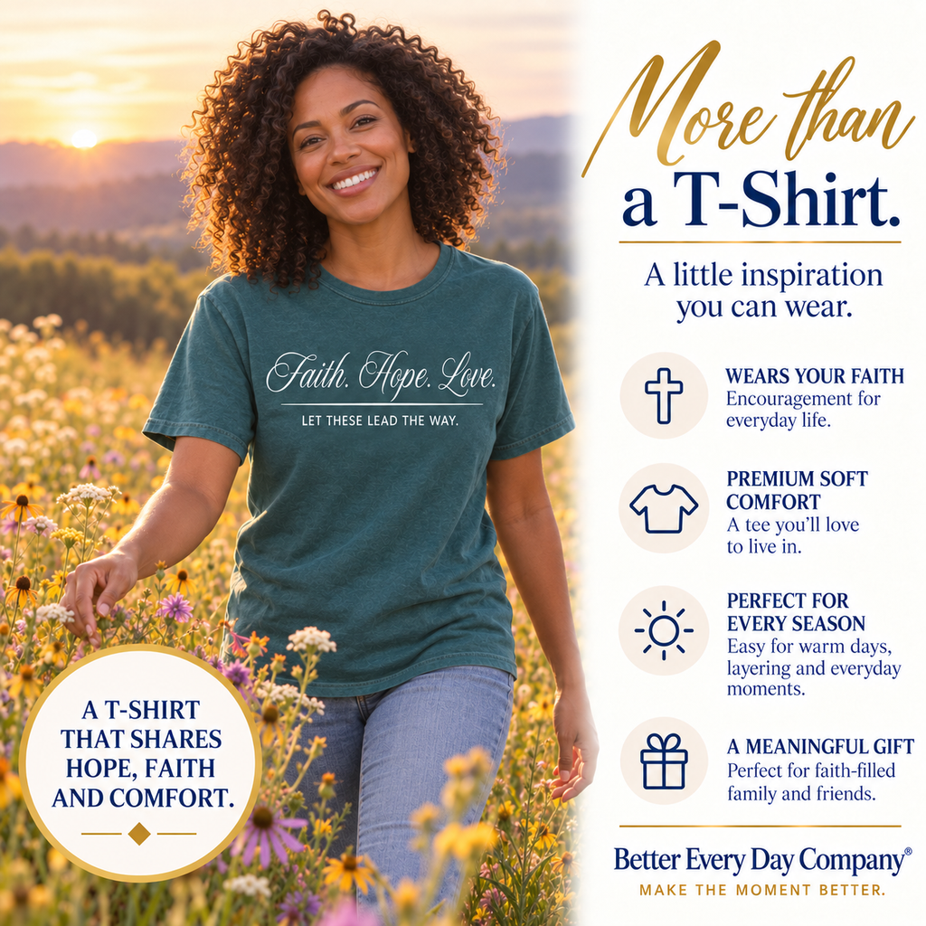 Faith Hope Love T-Shirt | Let These Lead The Way | Comfort Colors Faith Tee