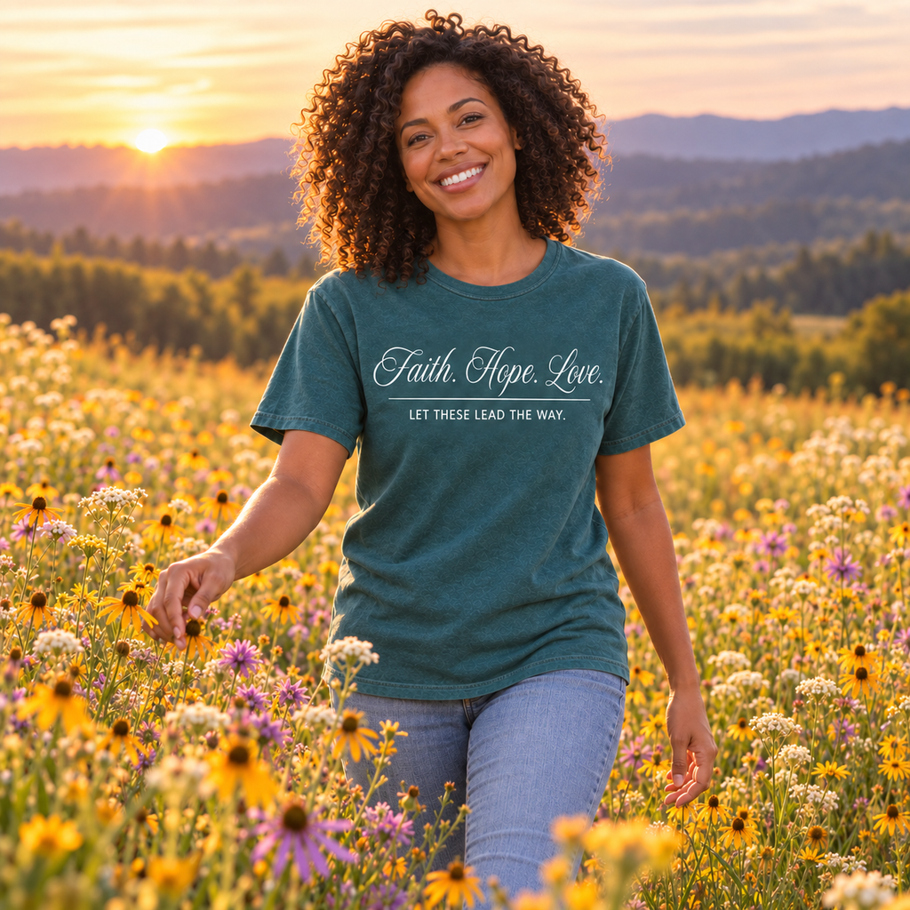 Faith Hope Love T-Shirt | Let These Lead The Way | Comfort Colors Faith Tee