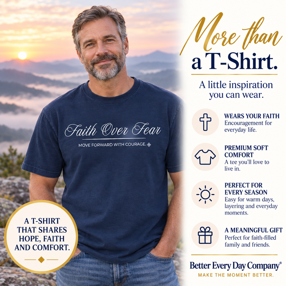 Faith Over Fear T-Shirt | Move Forward With Courage | Comfort Colors Faith Tee