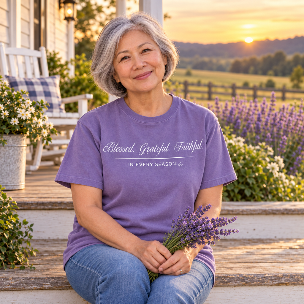 Blessed Grateful Faithful T-Shirt | In Every Season | Comfort Colors Faith Tee
