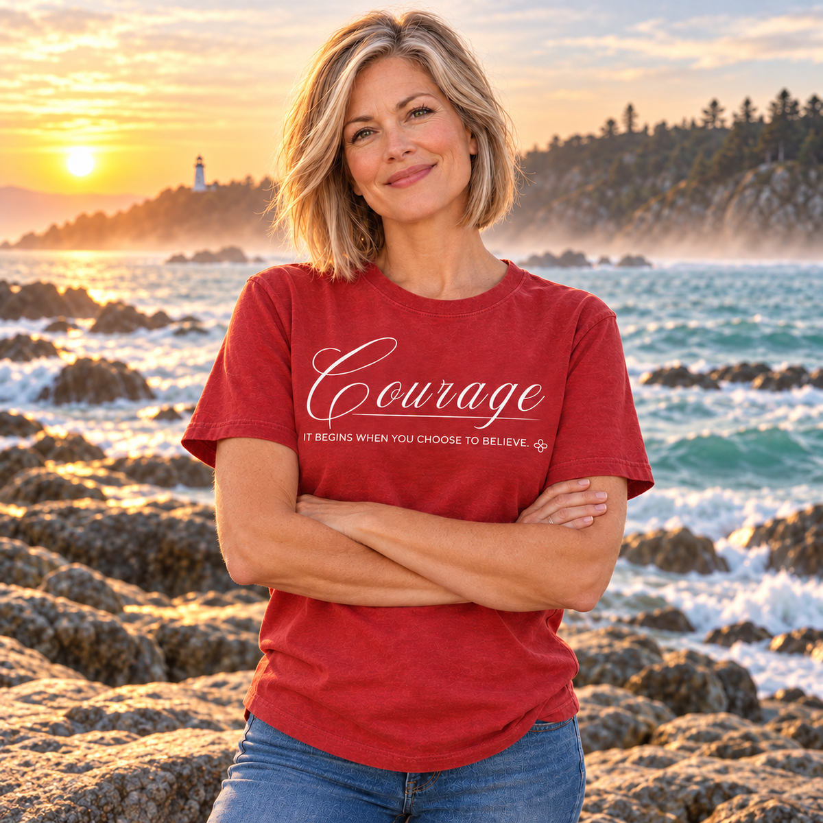 Courage T-Shirt | It Begins When You Choose To Believe | Comfort Colors Faith Tee