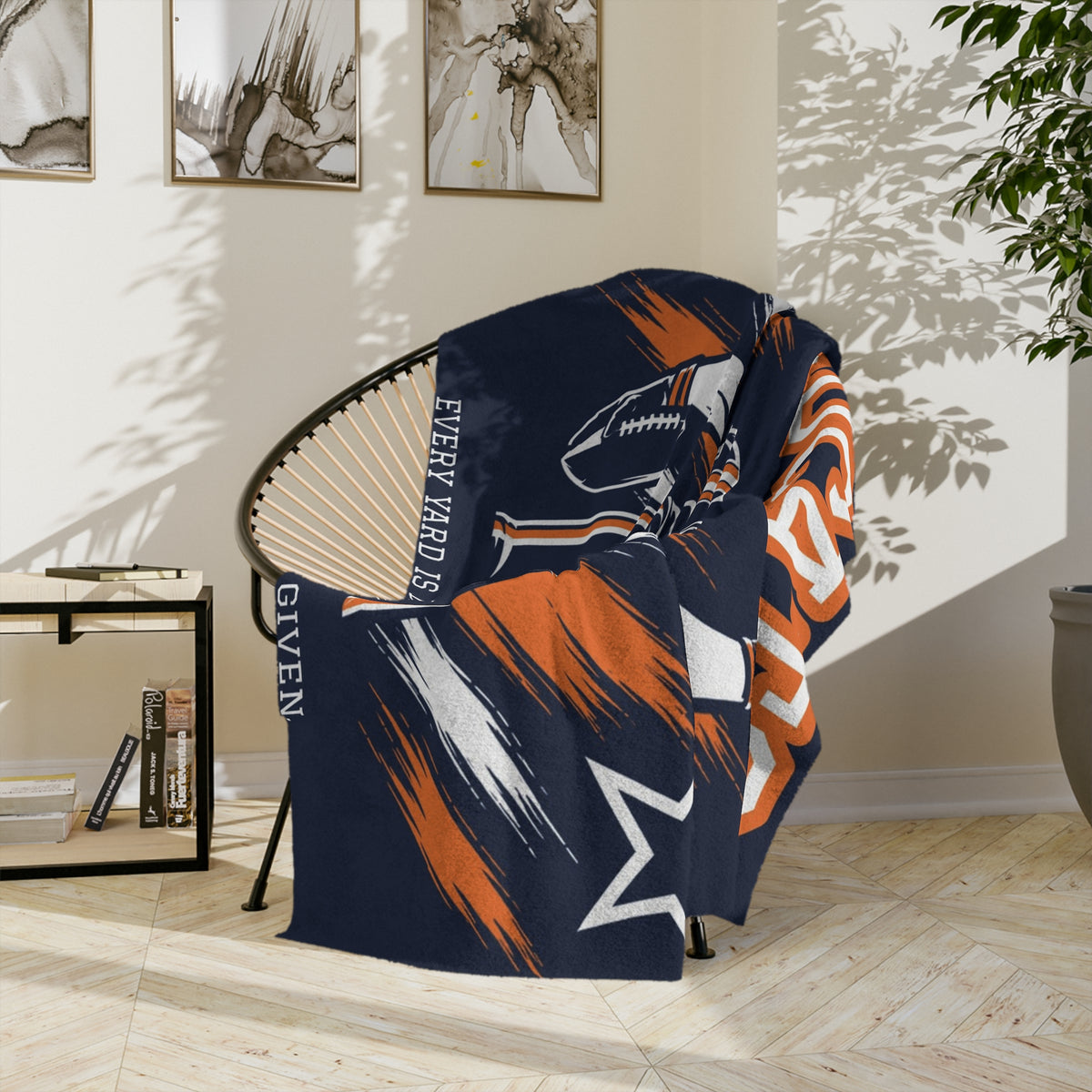 Personalized Football Blanket - Player Spotlight Design | Custom Team Name, Number & Player Name | 2 Styles, Your Team Colors | Plush Throw