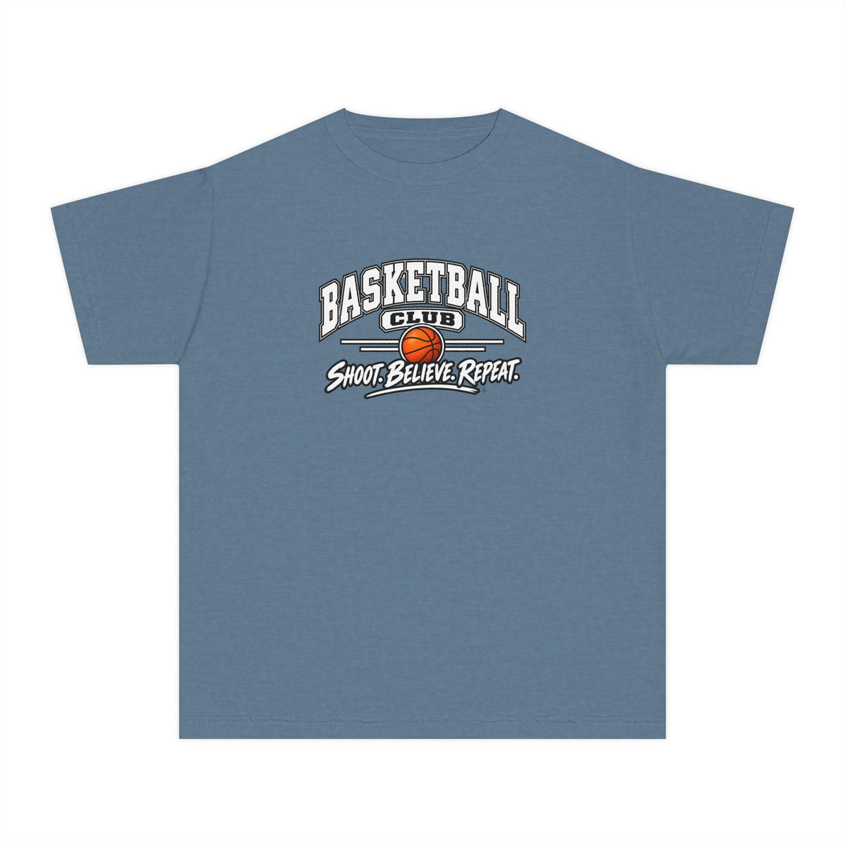 Basketball Club Youth T-Shirt | Shoot, Believe, Repeat | Kids Basketball Comfort Colors Youth Tee