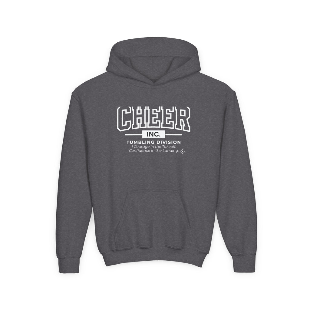 Cheer Inc. Tumbling Division Youth Hoodie | Courage in the Takeoff, Confidence in the Landing | Girls Cheer Youth Hoodie