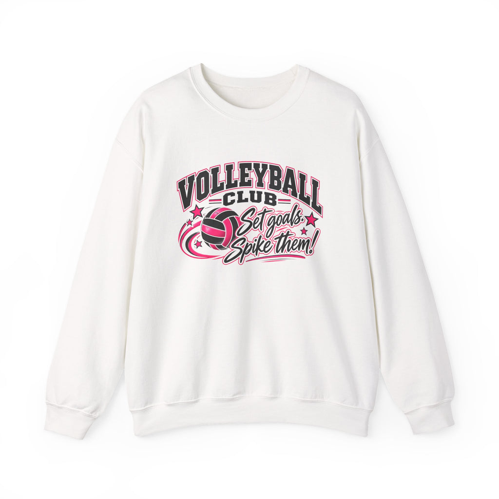 Volleyball Club Sweatshirt | Set Goals, Spike Them | Volleyball Gildan Crewneck