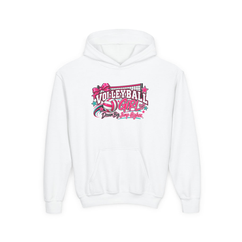 Volleyball Girl Youth Hoodie | Dream Big, Jump Higher | Girls Volleyball Youth Hoodie