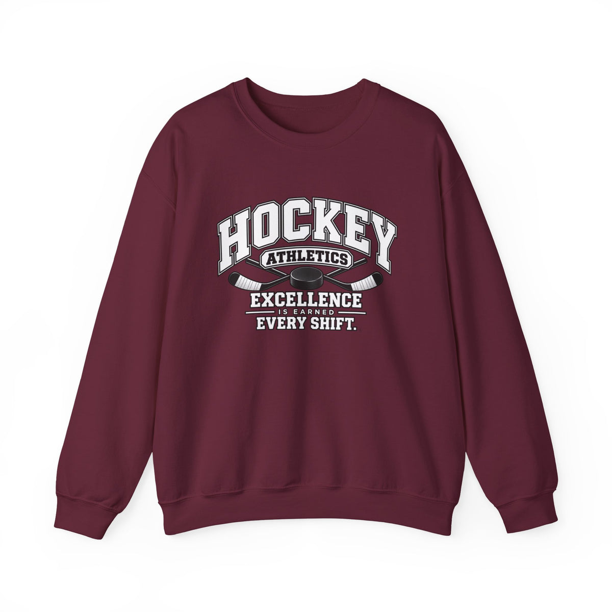 Hockey Athletics Sweatshirt | Excellence Is Earned Every Shift | Hockey Gildan Crewneck