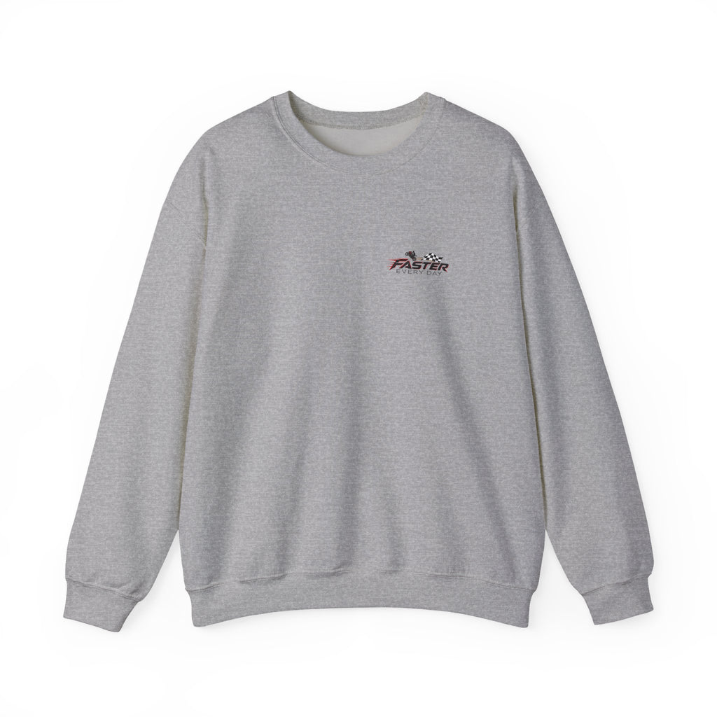 Focus - Every Corner Is an Opportunity for Greatness | Motorcycle Racing Gift | Front Logo and Back Print | Gildan Crewneck Sweatshirt
