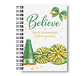 Believe - Cheerleading Notebook 8.5"x11", Green and Gold, Wide Ruled Blank Notebook, Spiral Bound