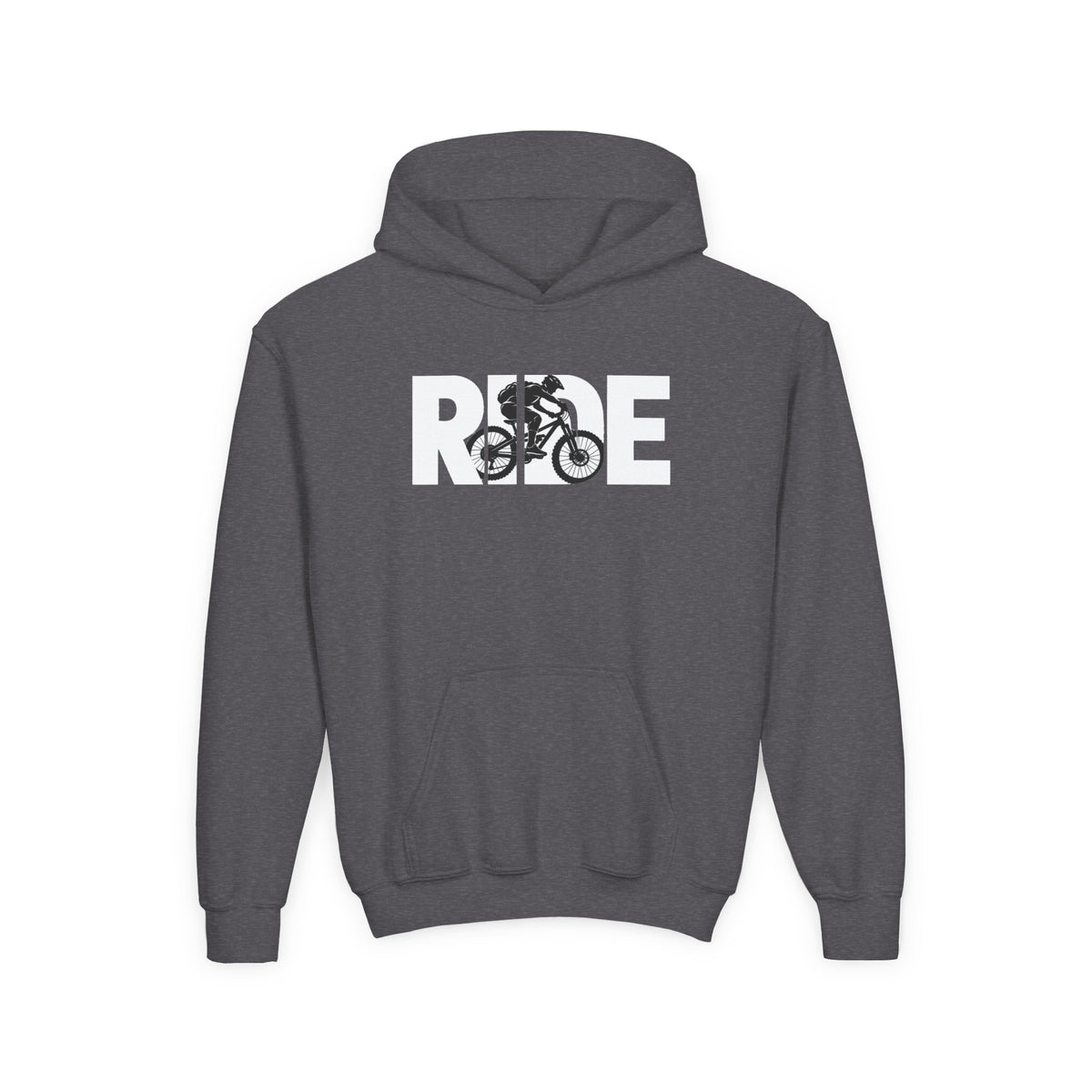 RIDE Mountain Bike Youth Hoodie | Mountain Biker Graphic | Kids Youth Hoodie