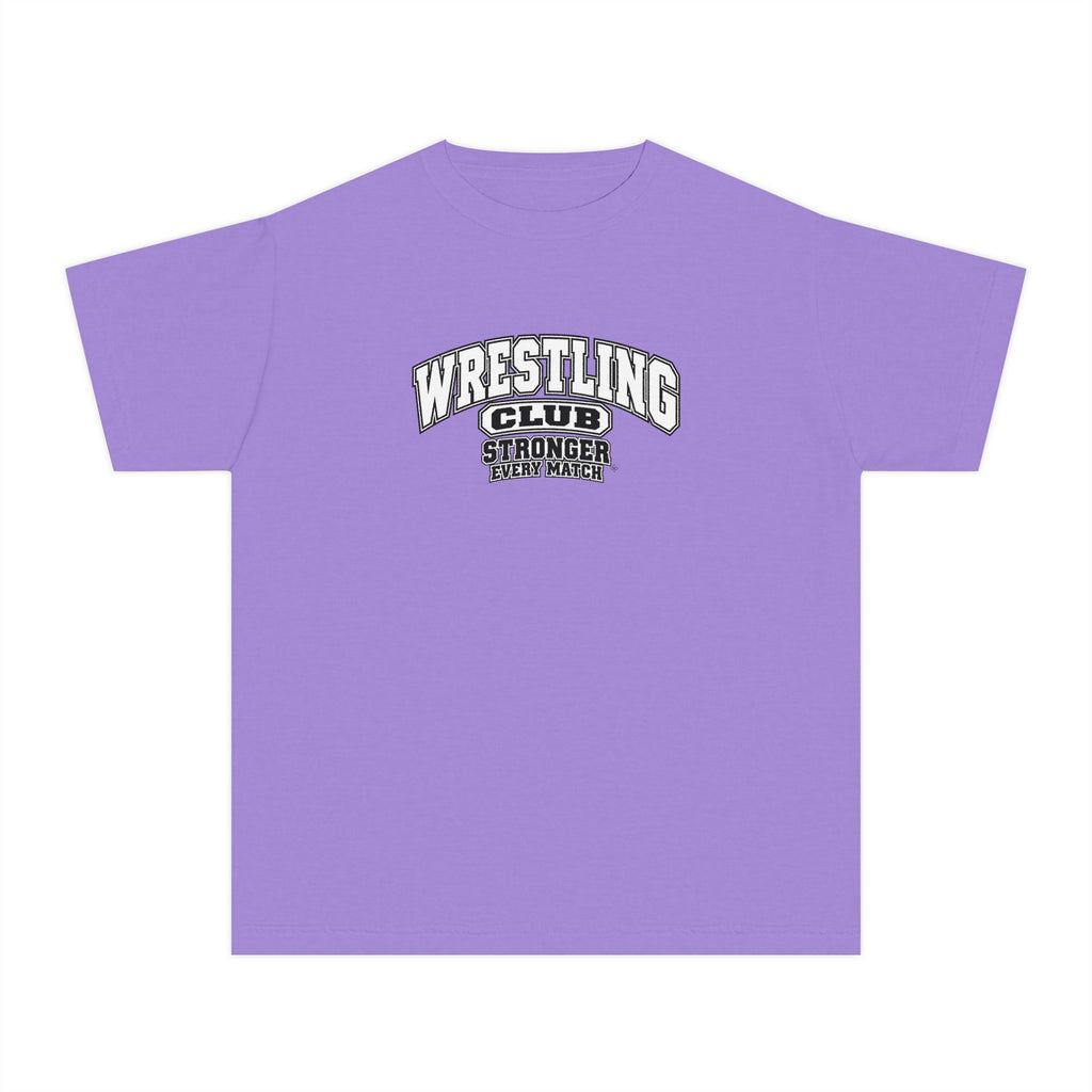 Wrestling Club Youth T-Shirt | Stronger Every Match | Kids Wrestling Comfort Colors Youth Tee