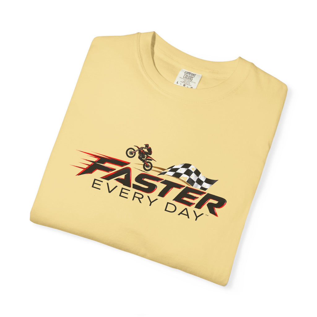 Faster Every Day Dirt Bike Checkered Flag Logo Tee | Motocross Shirt | Comfort Colors T-Shirt