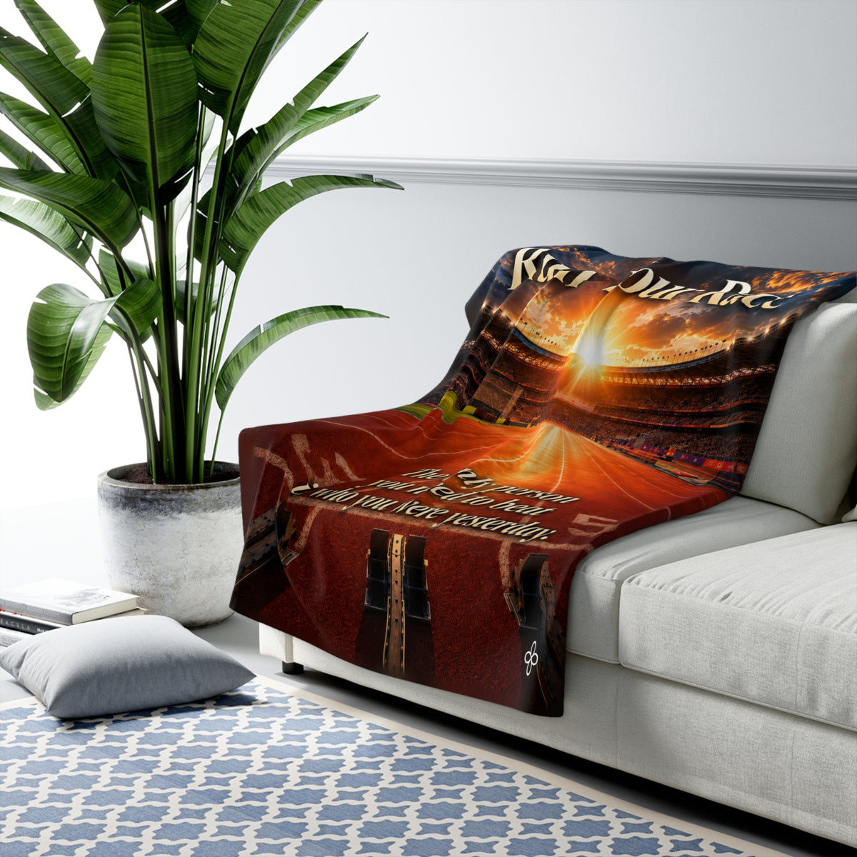 Run Your Race Motivational Sherpa Blanket | Inspirational Quote Sherpa Fleece Throw | Uplifting Gift | Better Every Day