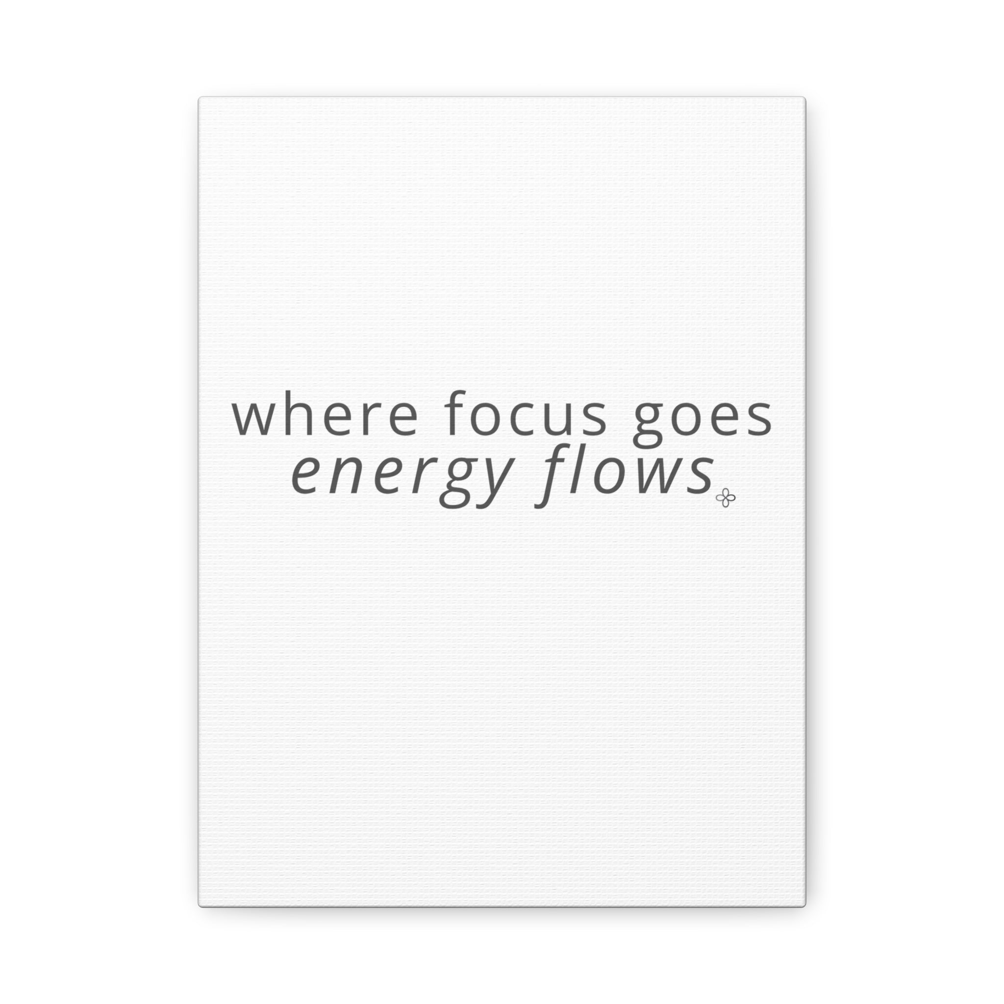 Focus Matte Canvas Wall Art "Where Focus Goes Energy Flows" — Minimalist Inspirational Quote, Poster