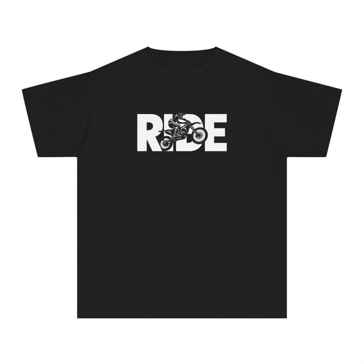 RIDE Dirt Bike Youth T-Shirt | Dirt Bike Rider Graphic | Kids Comfort Colors Youth Tee