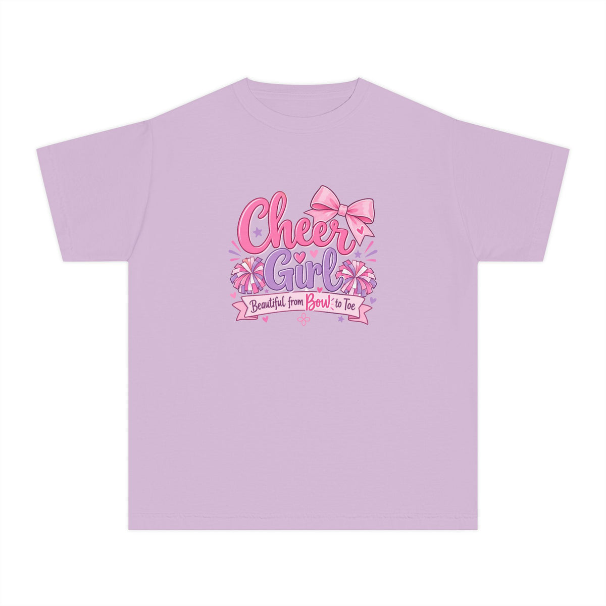 Cheer Girl Youth T-Shirt | Beautiful From Bow to Toe | Girls Cheer Comfort Colors Youth Tee