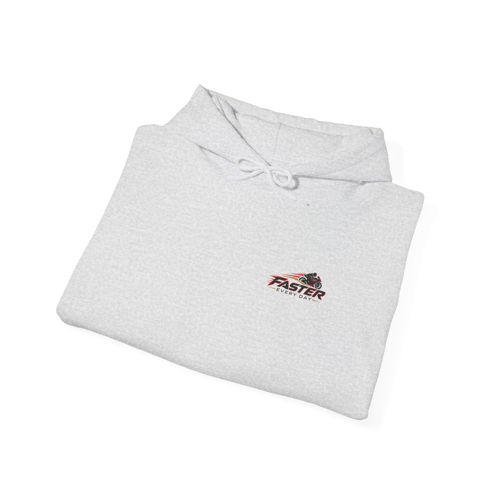 Faster Every Day Ride to Be Better Sport Bike Hoodie | Front Logo and Back Print | Gildan Hoodie