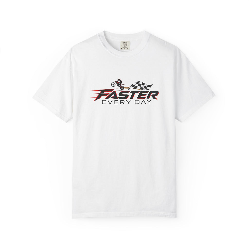 Faster Every Day Dirt Bike Checkered Flag Logo Tee | Motocross Shirt | Comfort Colors T-Shirt