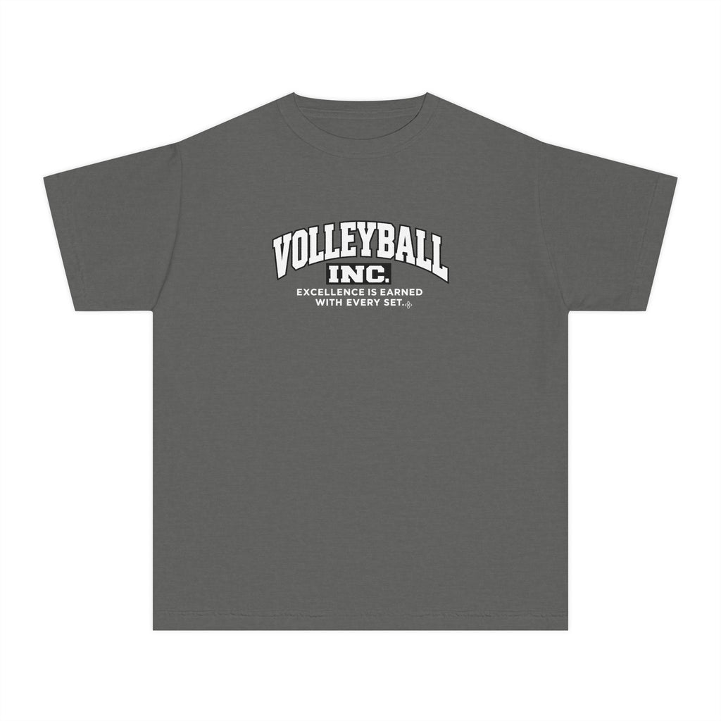 Volleyball Inc. Youth T-Shirt | Excellence Is Earned With Every Set | Girls Volleyball Comfort Colors Youth Tee