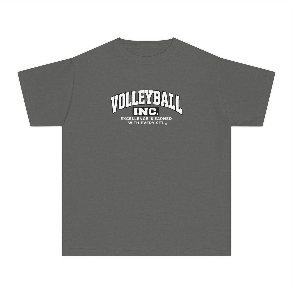 Volleyball Inc. Youth T-Shirt | Excellence Is Earned With Every Set | Girls Volleyball Comfort Colors Youth Tee