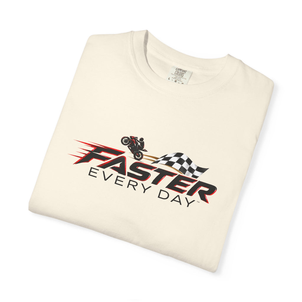 Faster Every Day Checkered Flag Logo Tee | Motorcycle Racing Shirt | Comfort Colors T-Shirt
