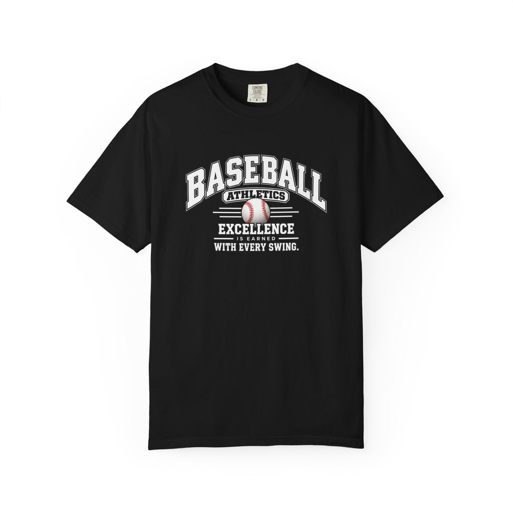 Baseball Athletics T-Shirt | Excellence Is Earned With Every Swing | Baseball Comfort Colors Tee