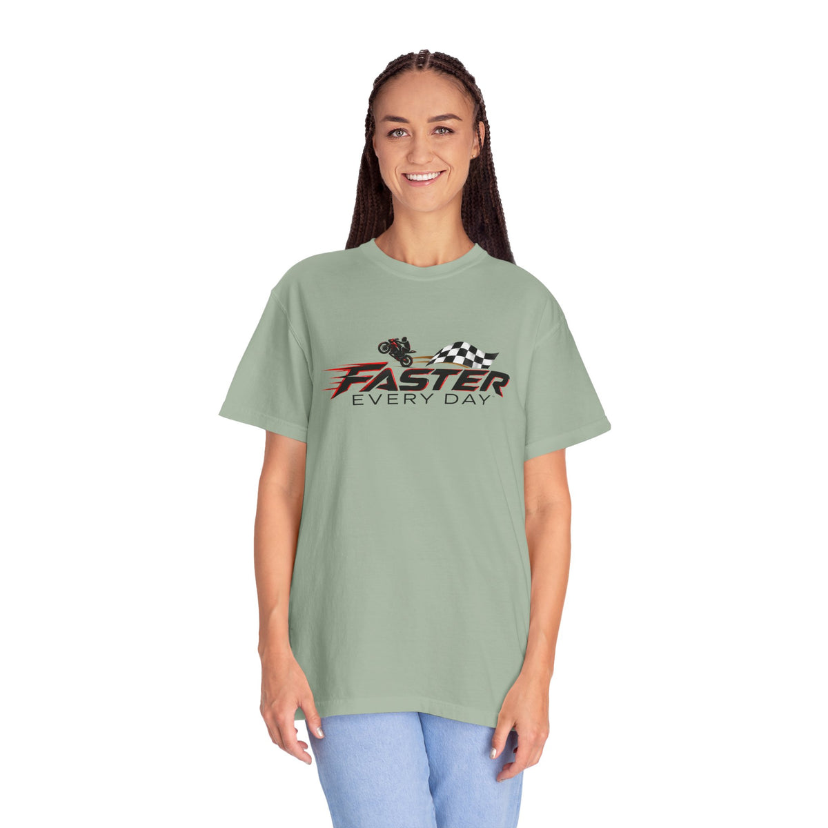 Faster Every Day Checkered Flag Logo Tee | Motorcycle Racing Shirt | Comfort Colors T-Shirt