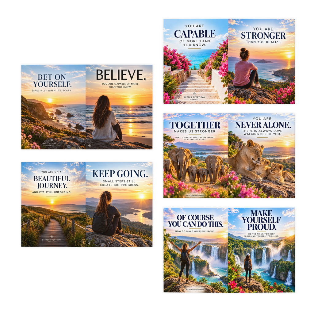 Inspirational & Encouragement Greeting Cards – Set of 5 with Envelopes, Inspirational Art Pack