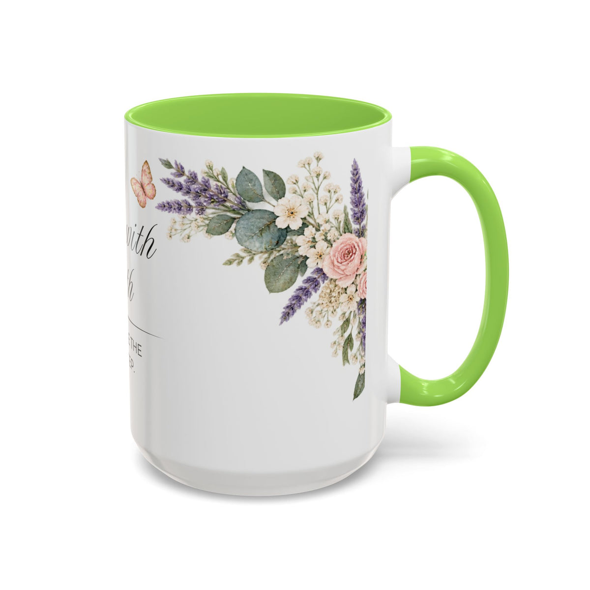 Start with Faith Coffee Mug 15oz | Then Take The Next Step | Floral Christian Mug