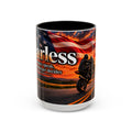 Fearless - Fear May Speak, But It No Longer Decides | 15 oz Motorcycle Wheelie Mug, Coffee Cup