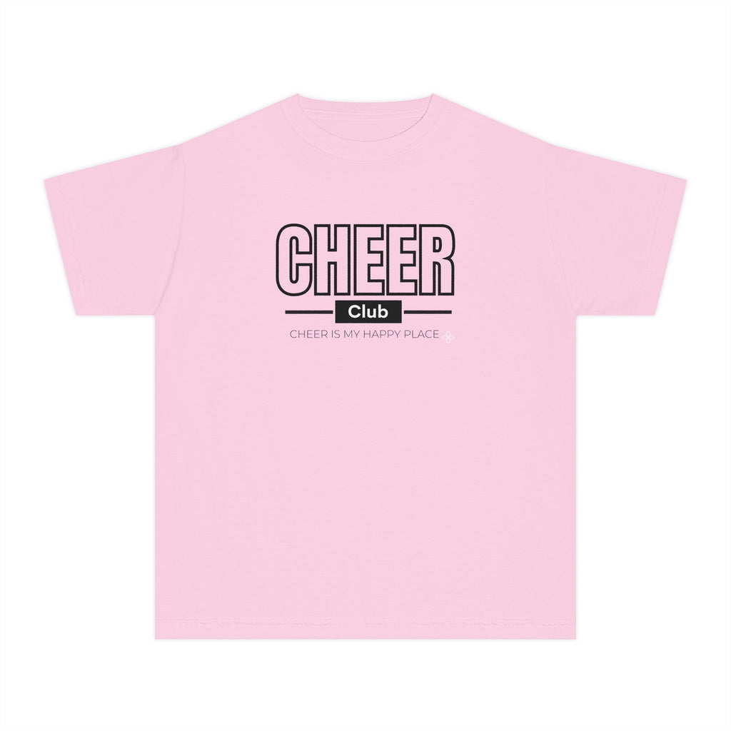 Cheer Club Youth T-Shirt | Cheer Is My Happy Place | Girls Cheer Comfort Colors Youth Tee