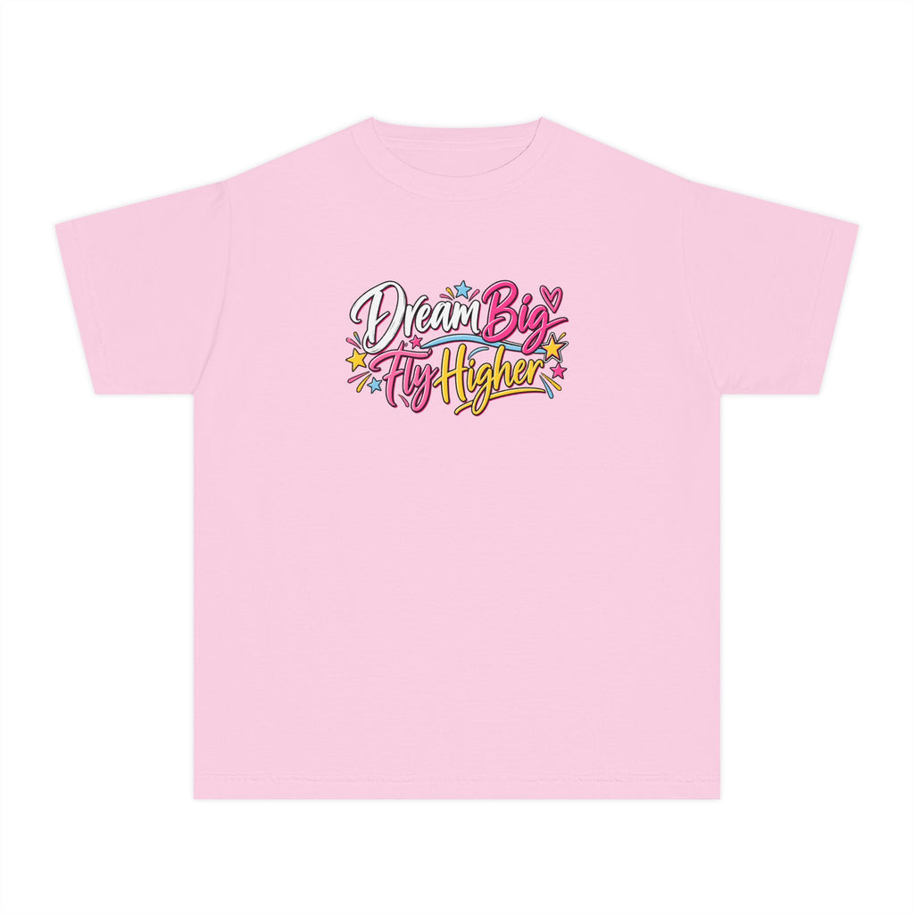 Dream Big Fly Higher Youth T-Shirt | Gymnast Gift | Girls Gymnastics Comfort Colors Youth Tee