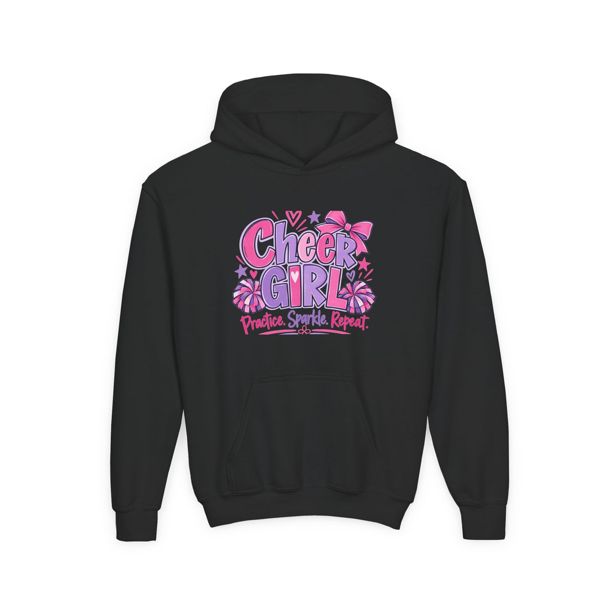 Cheer Girl Youth Hoodie | Practice, Sparkle, Repeat | Girls Cheer Youth Hoodie