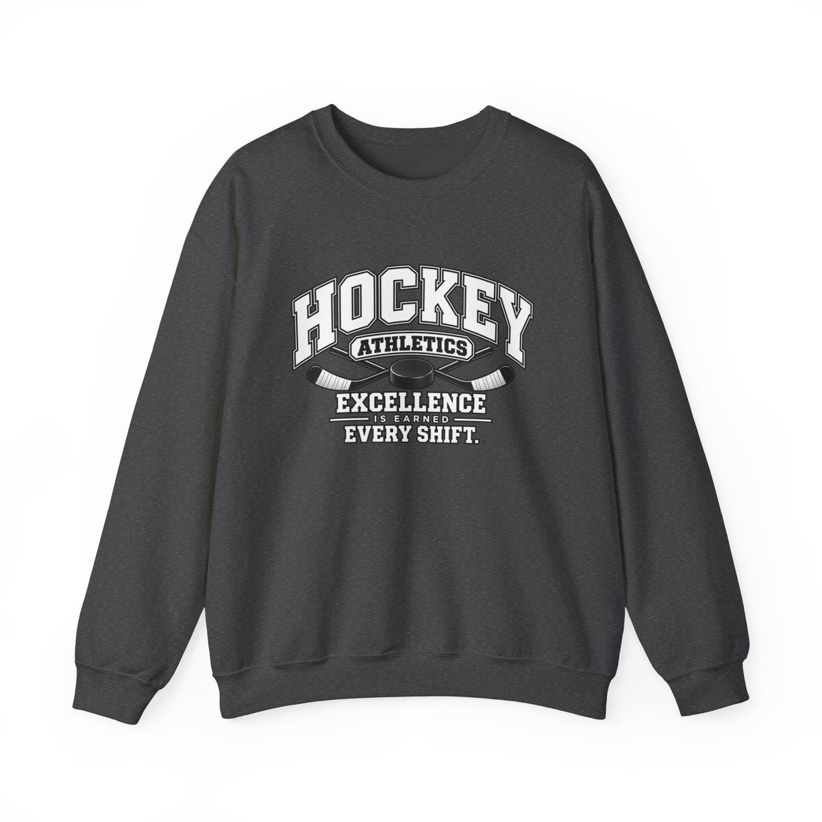 Hockey Athletics Sweatshirt | Excellence Is Earned Every Shift | Hockey Gildan Crewneck