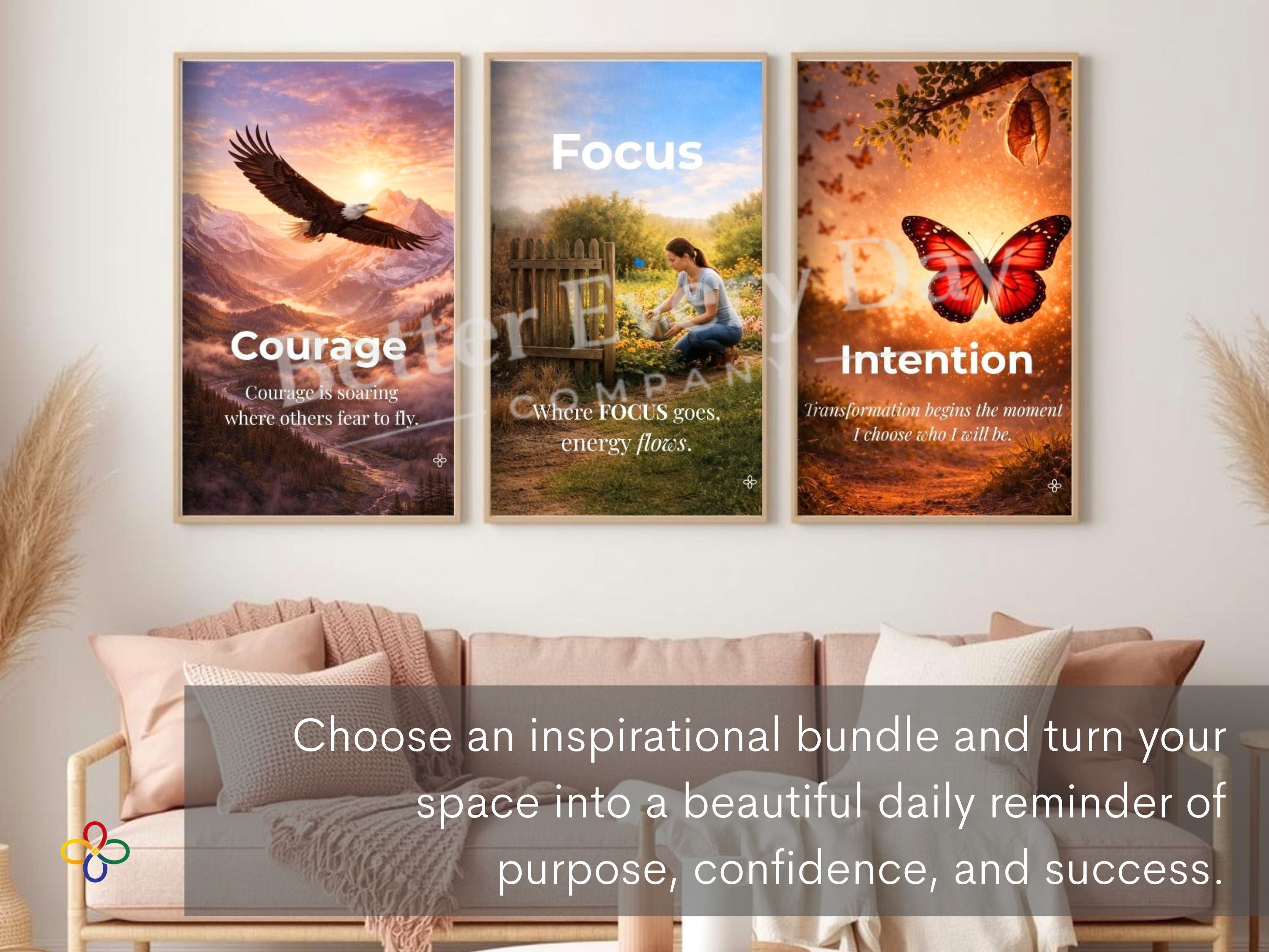 Courage Inspirational Eagle Bird Print, Quote Poster, Motivational Wall Art (Digital Download) Wallart