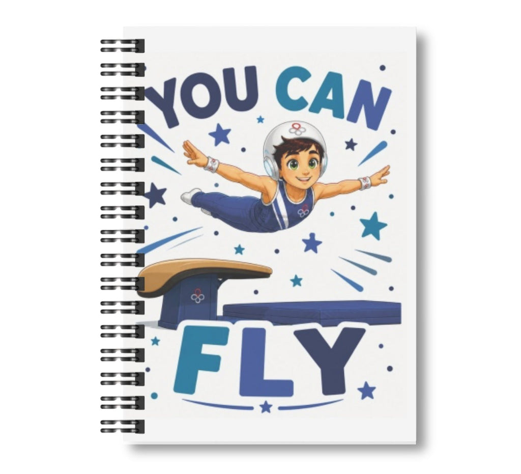 Louie - You Can Fly, Gymnastics Boy Notebook, 8.5"x11" Wide Ruled, Kids Notebook, Blank Notebook, Spiral Bound