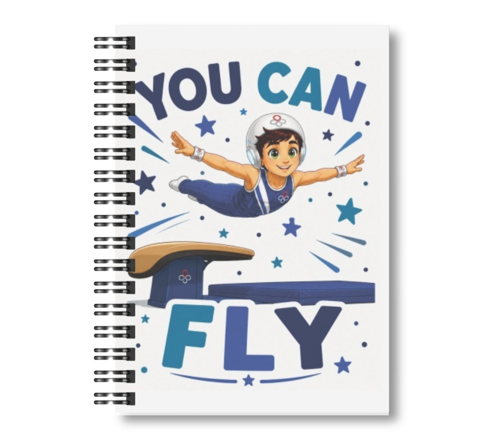 Louie - You Can Fly, Gymnastics Boy Notebook, 8.5"x11" Wide Ruled, Kids Notebook, Blank Notebook, Spiral Bound