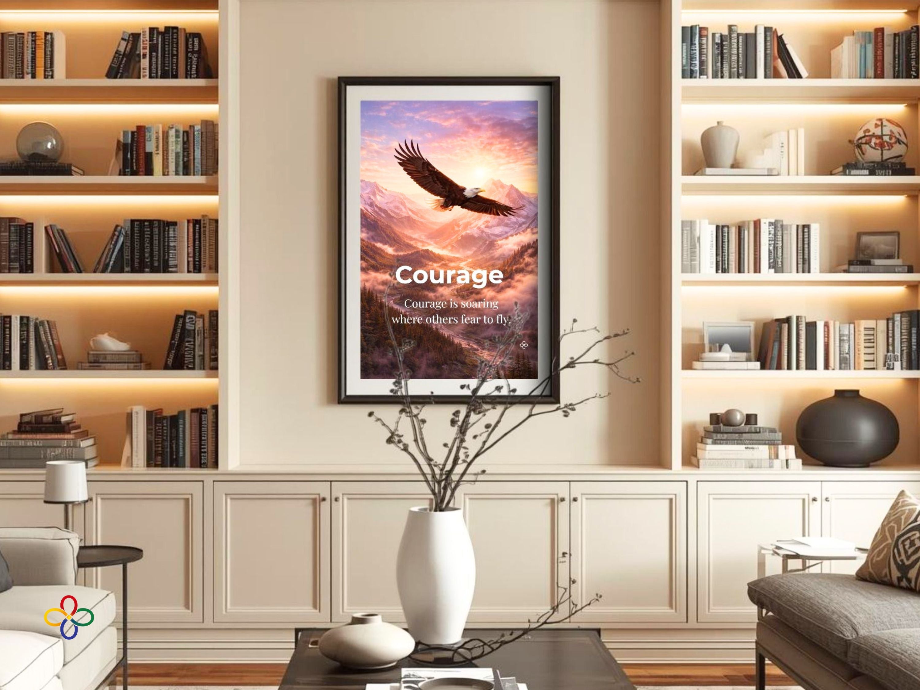 Courage Inspirational Eagle Bird Print, Quote Poster, Motivational Wall Art (Digital Download) Wallart
